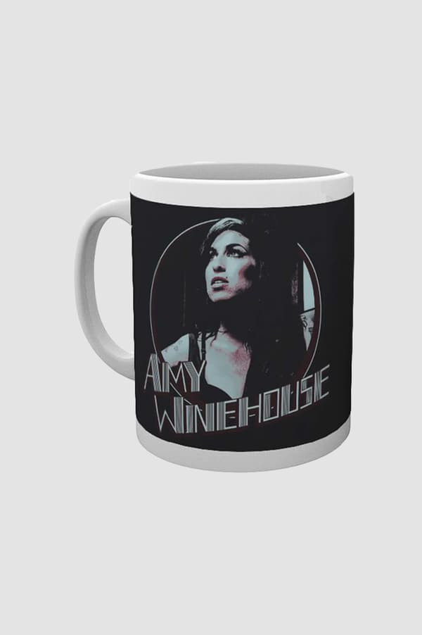 Official Amy Winehouse Mug Retro Badge Portrait Logo Back to Black White 15 x 10 x 9 cm
