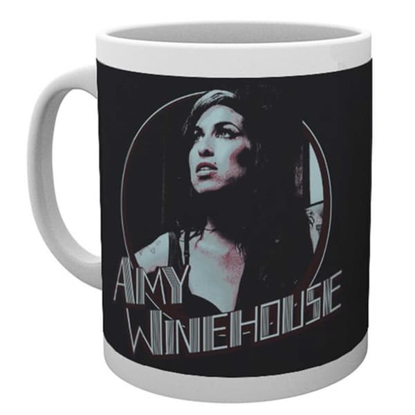 Official Amy Winehouse Mug Retro Badge Portrait Logo Back to Black White 15 x 10 x 9 cm