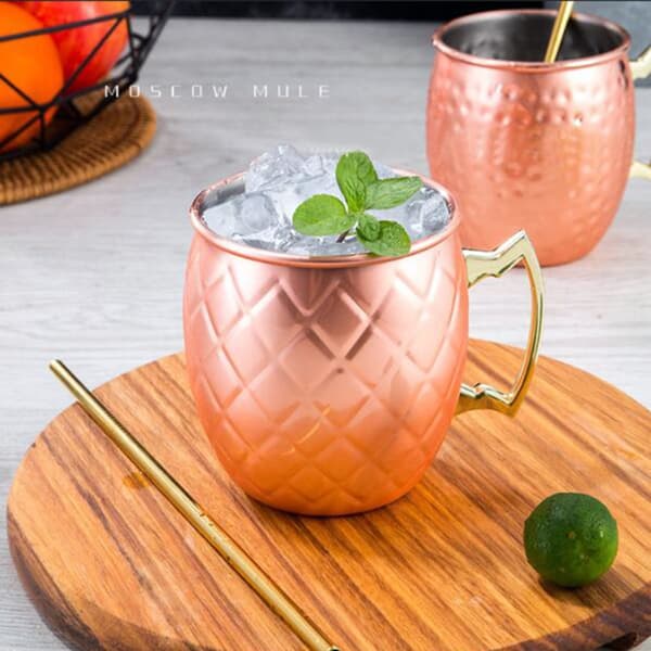 500 ml Ruusukulta Muki Olutkuppi Ruostumaton Teräs Varrettomat Viinilasit Kahvikuppi Cocktail Cup Bar Juomaastiat