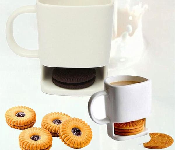 Kaffemugg med inbyggd kakhållare, 4-pack