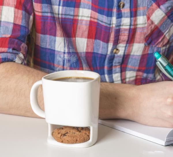 Kaffemugg med inbyggd kakhållare, 4-pack