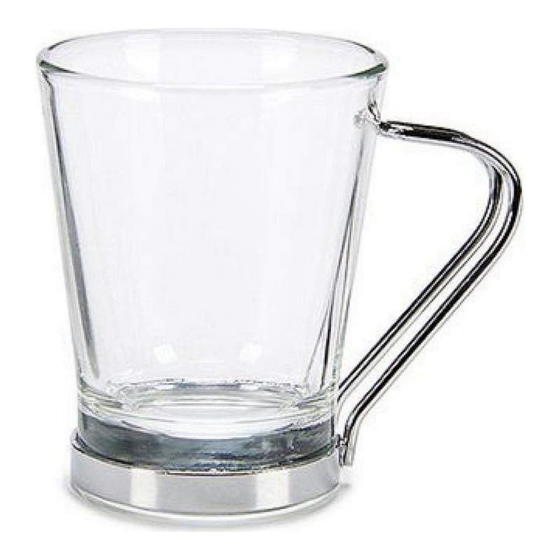 Set med kaffekoppar Glas Metall (85 ml) (6 Delar)