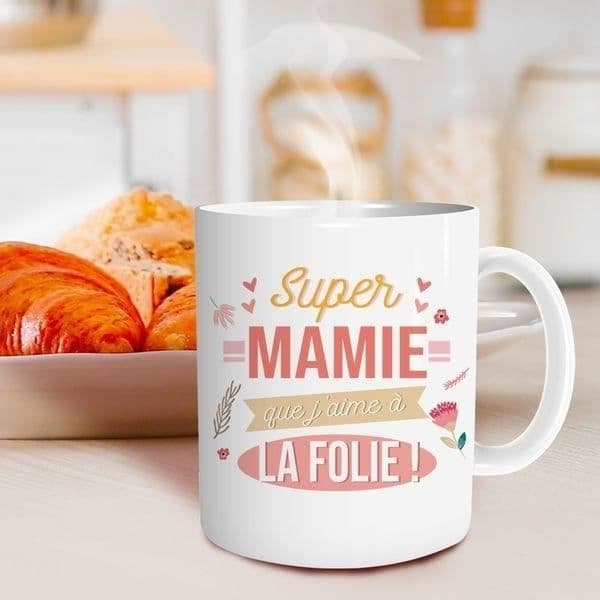 Mugg - Personlig - Super Mormor - Keramik - Vit - Diskmaskinskompatibel