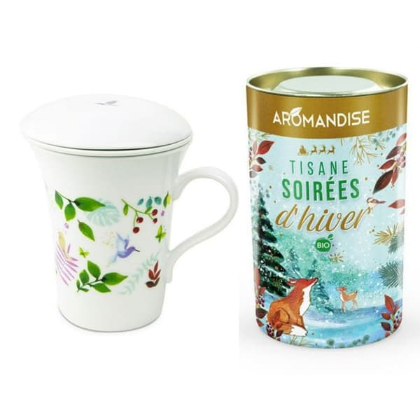 Blommig porslinstekanna 250 ml + Vinterkvällar örtte