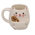 Miniatyrbild 2 av 3: Mugg - Okänd märke - Kattmugg med fack - Vit - Cylindrisk - 400 mL