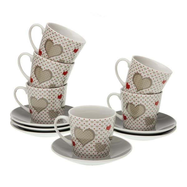Set med koppar och fat Versa Sweet Porslin (6 Delar) (9 x 14 x 14 cm)