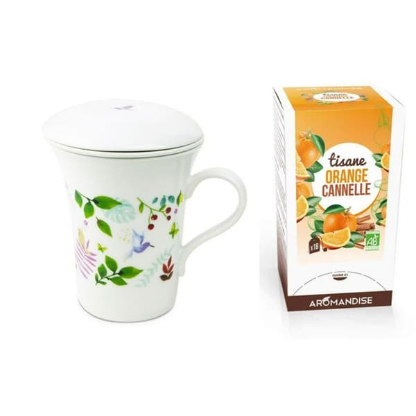 Porslinsblomma tekanna 250 ml + Apelsin och ekologiskt kanelte