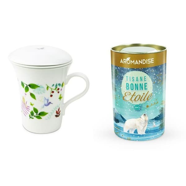 Blommig porslinstekanna 250 ml + Bonne Etoile örtte