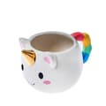 Miniatyrbild 1 av 4: Mugg - Enhörning - Gyllene horn - Regnbågehandtag - 475 ml - Porslin