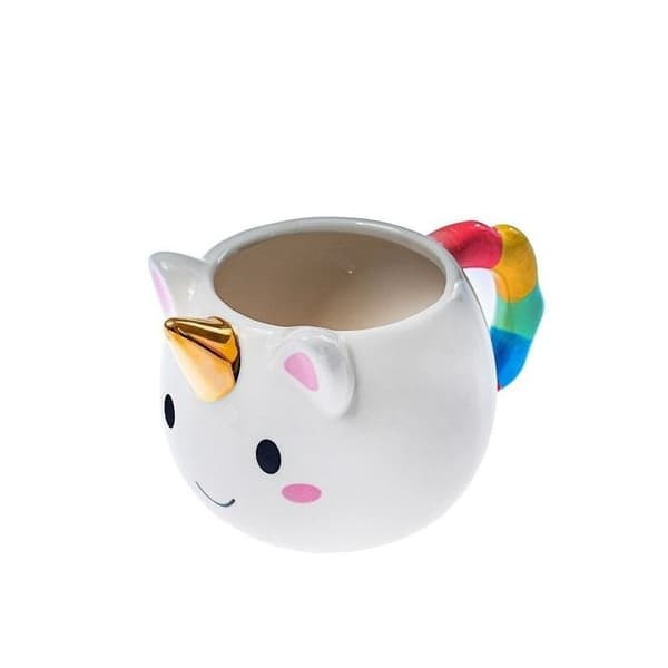 Mugg - Enhörning - Gyllene horn - Regnbågehandtag - 475 ml - Porslin