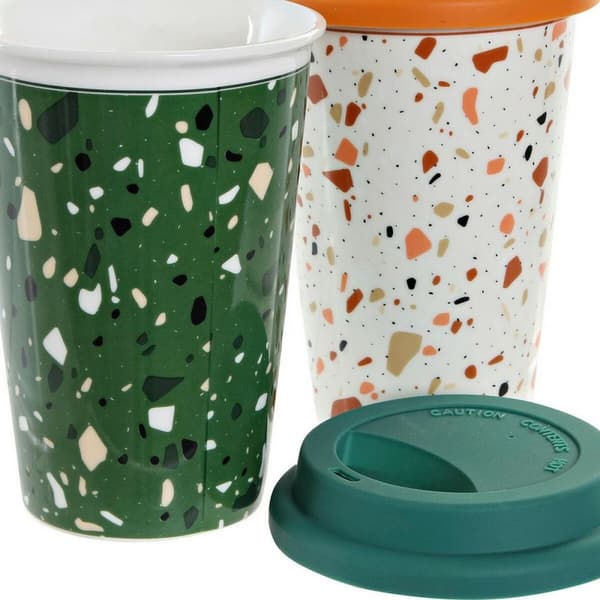 Mugg DKD Home Decor Terrazo Silikon Porslin (400 ml) (4 pcs)
