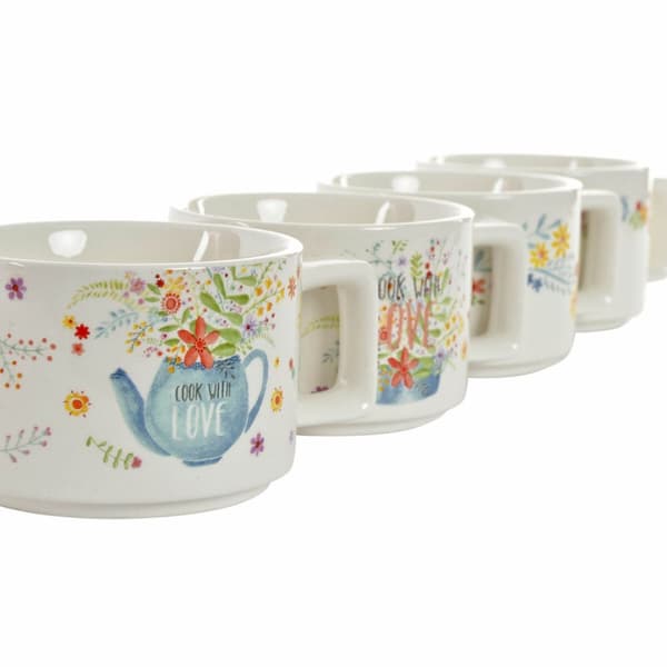 Set med kaffekoppar DKD Home Decor Multicolour Metall Bambu Dolomite 260 ml