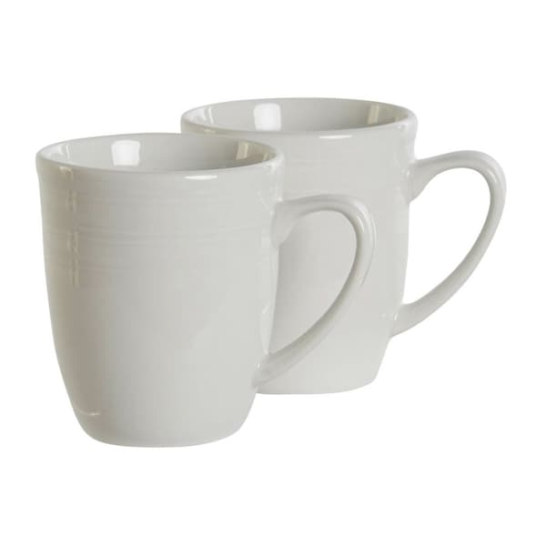 Set med 4 muggar DKD Home Decor Vit Porslin 330 ml 12 x 10 x 9 cm