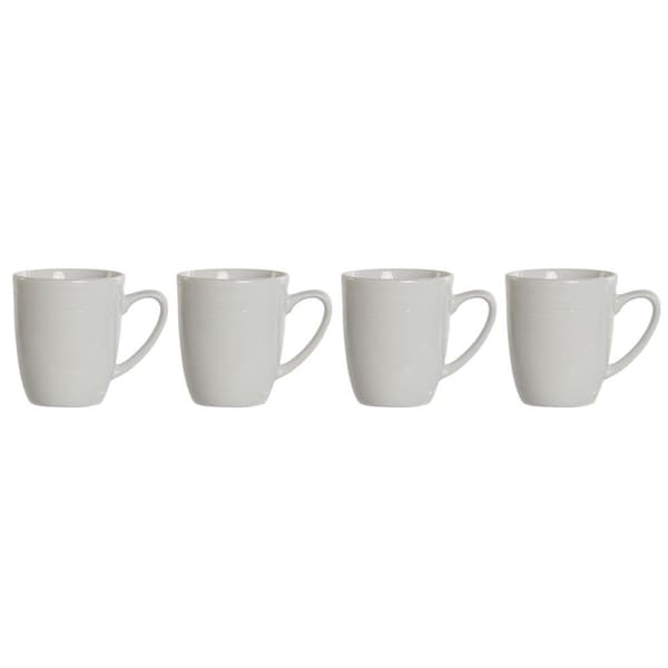 Set med 4 muggar DKD Home Decor Vit Porslin 330 ml 12 x 10 x 9 cm