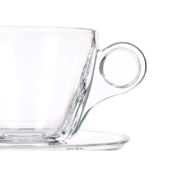 Kopp med assiett Transparent Glas 170 ml (6 antal)