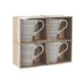 Miniatyrbild 4 av 4: Set med 4 muggar Home ESPRIT Vit Beige Stengods 360 ml 9 x 7 x 10,6 cm