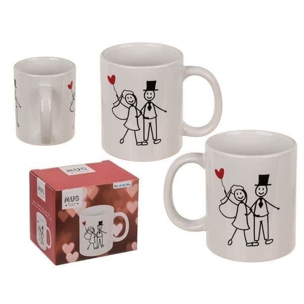 Mugg - Original - Gift till Nygift Par - 300 ml - Stengods - Vit Svart Röd