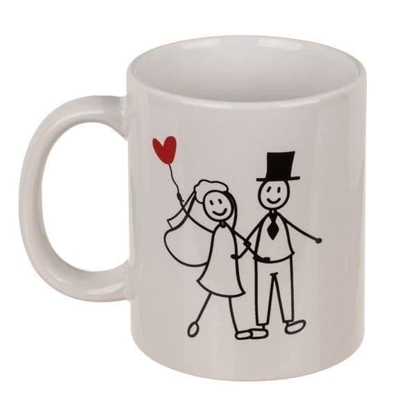 Mugg - Original - Gift till Nygift Par - 300 ml - Stengods - Vit Svart Röd