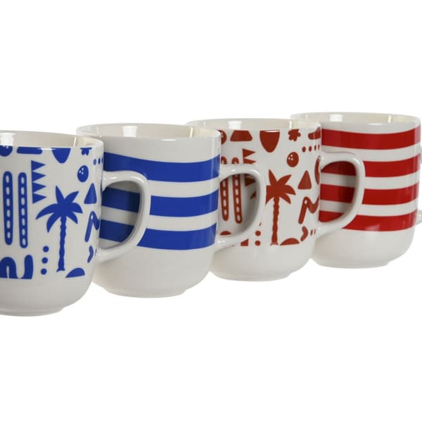 Muki Home ESPRIT Sininen Punainen Posliini Boho 380 ml (4 osaa)