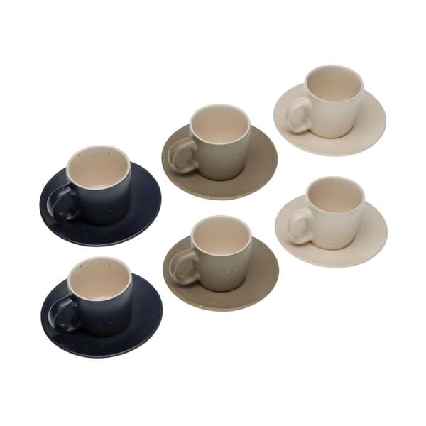 Set om 6 tekoppar med fat Versa Tashi Stengods 8,3 x 7,8 x 8,3 cm
