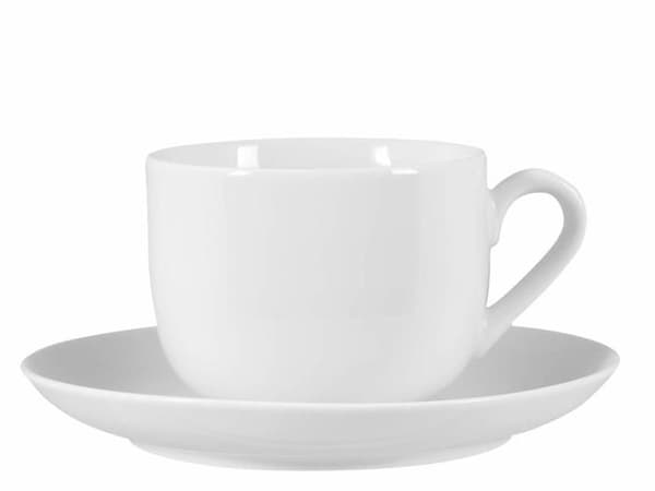 Officin standard - 824210 - Oslo Set med 6 frukostkoppar med fat, porslin, vit, 45 ML
