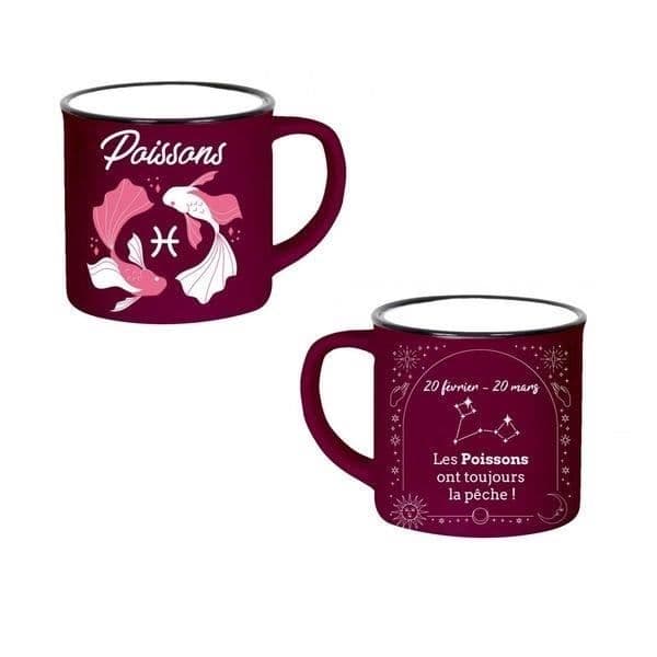 Mugg - Astrologi - Fiskarna - Keramik - 40 cl - Bordeaux