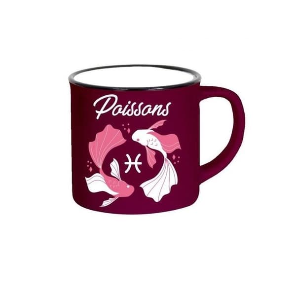 Mugg - Astrologi - Fiskarna - Keramik - 40 cl - Bordeaux