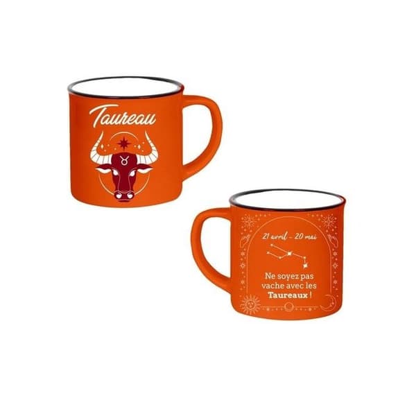 Mugg - Tjur - Humoristisk kopp - Keramik - Orange - 40 cl