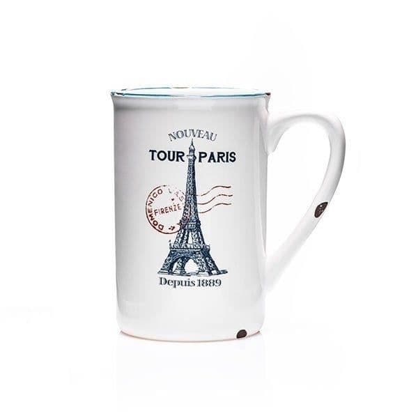 Mugg - Vintage - Paris - Eiffeltornet - Emaljerad - 300 ml - Porslin