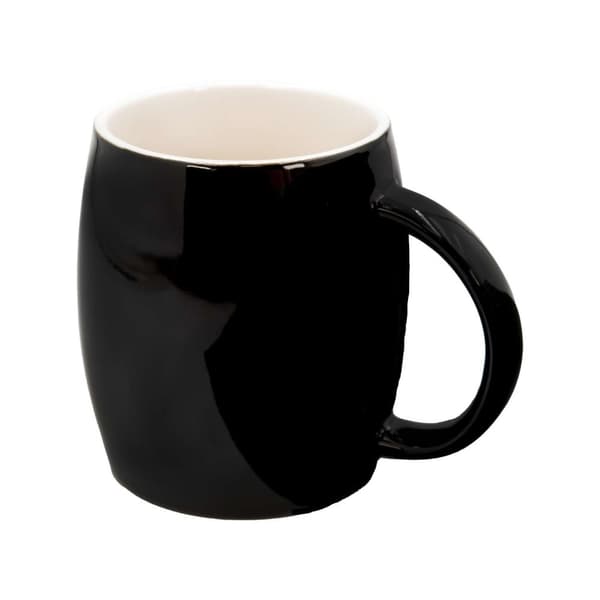Kaffekopp i Svart porslin med sked och lock i bambu och 400 ml kapacitet - Perfekt som gåva till familj, vänner eller kollegor