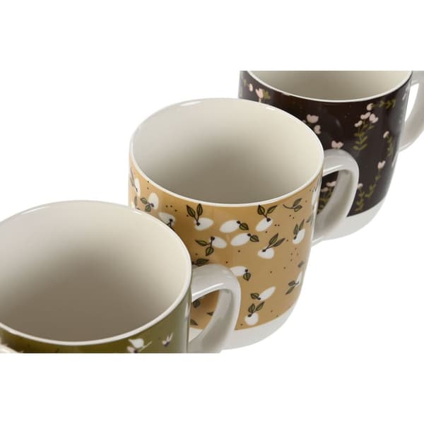 Krus DKD Home Decor Brun Grøn Pink Sennep Porcelæn 380 ml (4 enheder)