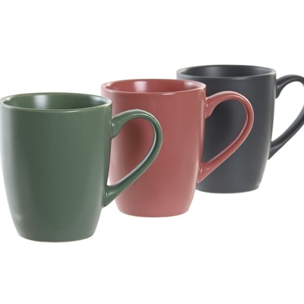 Set med 4 muggar DKD Home Decor Grön Rosa Naturell Mörkgrå Stengods 160 ml 17 x 12 x 39 cm