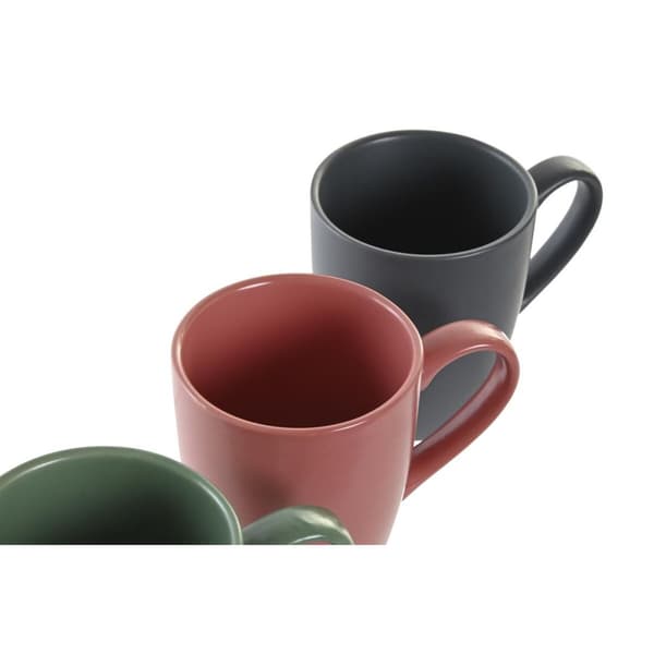 Set med 4 muggar DKD Home Decor Grön Rosa Naturell Mörkgrå Stengods 160 ml 17 x 12 x 39 cm