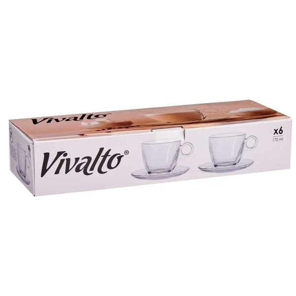 Kopp med assiett Transparent Glas 170 ml (6 antal)
