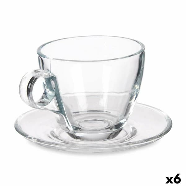 Kopp med assiett Transparent Glas 170 ml (6 antal)