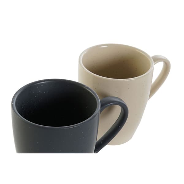 Set med kopper DKD Home Decor Beige Mørkegrå Gummitræ Stentøj 300 ml 19 x 13 x 31 cm (4 Dele)