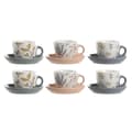 Miniatyrbillede 1 af 3: Set med kopper og underkopper DKD Home Decor Blå Grå Multifarvet Lyserød Porcelæn 90 ml 11 x 11 x 2 cm (3 enheder)