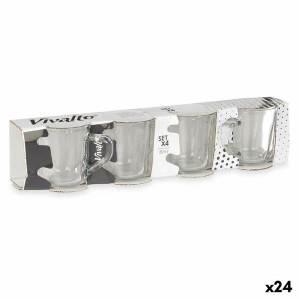 Dele kaffekopsæt Vivalto RYG2046 Gennemsigtig Glas 80 ml (24 enheder)