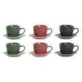 Miniatyrbilde 4 av 4: Sett med 6 Kopper med Tallerken DKD Home Decor Grønn Rosa Mørke Grå Steintøy 150 ml 16 x 17 x 35 cm