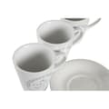 Pikkukuva 3 / 3: Mukisetti aluslautasilla DKD Home Decor Valkoinen Metalli Kivitavara 180 ml 12 x 12 x 2 cm