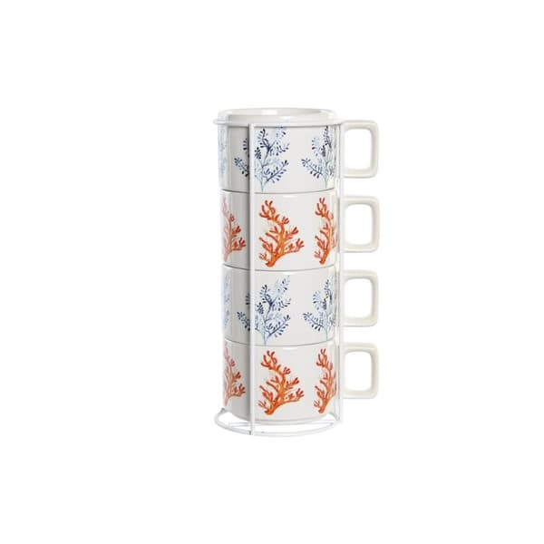 Osainen kahvikuppisetti DKD Home Decor Sininen Fuksia Metalli Dolomite 260 ml