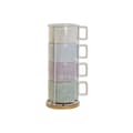 Pikkukuva 4 / 4: Osainen kahvikuppisetti DKD Home Decor Vihreä Taivaansininen Liila Metalli Bambu Dolomite 260 ml