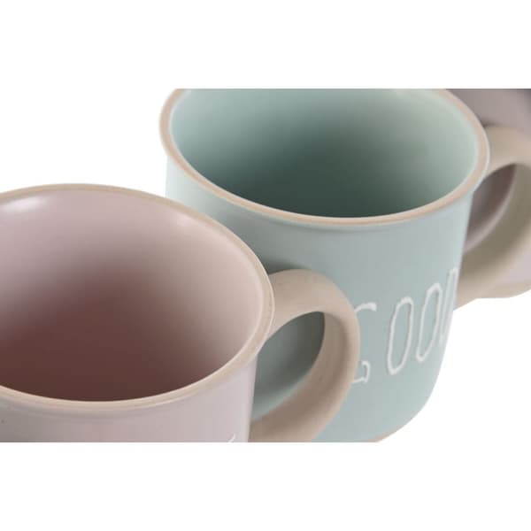 4-osainen mukisetti Home ESPRIT Sininen Pinkki Kivitavara 355 ml 9,7 x 7 x 9,2 cm
