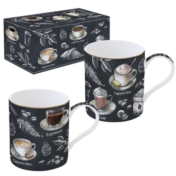 SET MED 2 FINA PORSLINMUGAR 35 CL BARISTA DECOR - EASYLIFE