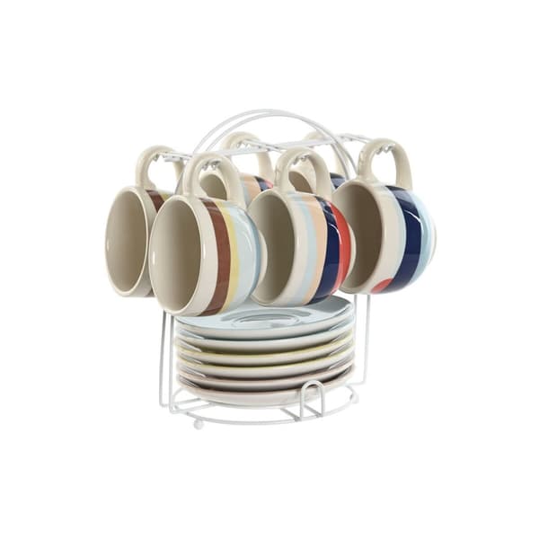 Dele kaffekopsæt Home ESPRIT Gul Blå Grøn Syren Metal Dolomite 180 ml