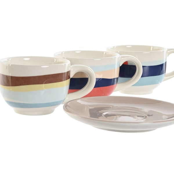 Dele kaffekopsæt Home ESPRIT Gul Blå Grøn Syren Metal Dolomite 180 ml