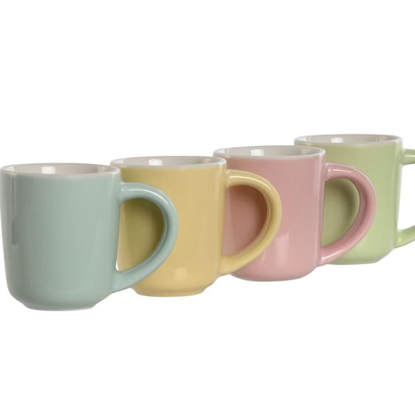 Delers Kaffekoppsett Home ESPRIT Gul Blå Grønn Rosa Porselen 90 ml 4 Deler