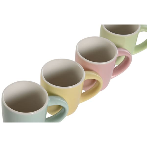 Osainen kahvikuppisetti Home ESPRIT Keltainen Sininen Vihreä Pinkki Posliini 90 ml 4 Kappaletta