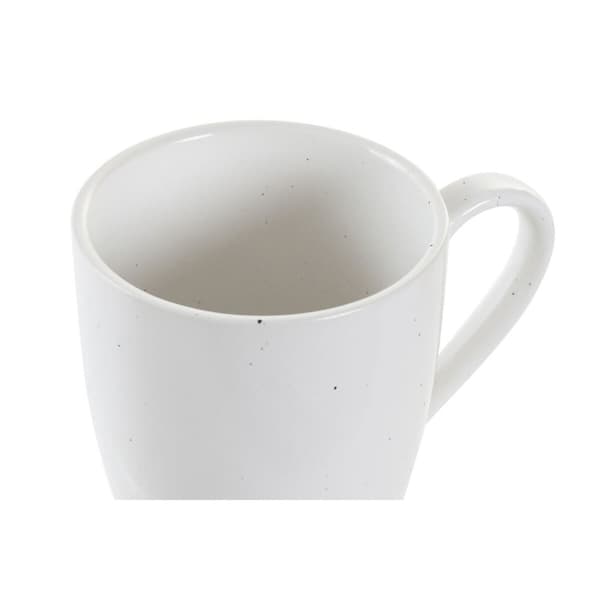 Set med 4 muggar DKD Home Decor Vit Naturell Gummiträ Stengods 300 ml 19 x 13 x 31 cm