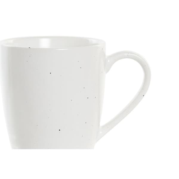 Set med 4 muggar DKD Home Decor Vit Naturell Gummiträ Stengods 300 ml 19 x 13 x 31 cm